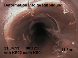 Deformation Scherbenbildung Kanalinspektion kreis-kanalservice bad mergentheim